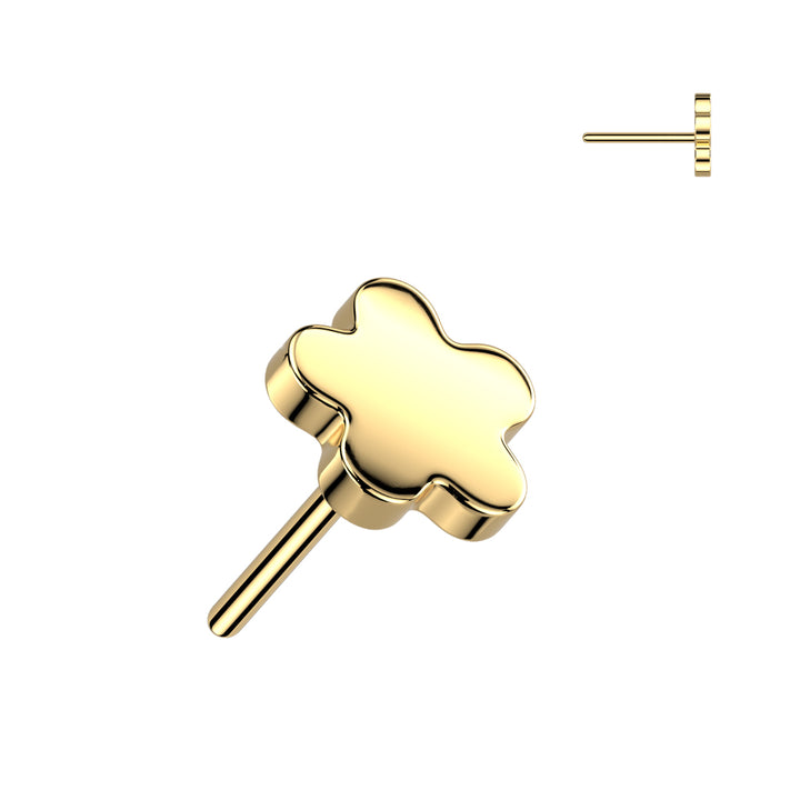 Implant Grade Titanium Gold PVD Flower Push In Threadless Labret With Flat Back - Pierced Universe