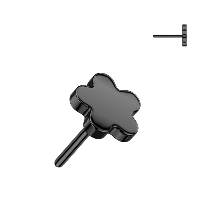 Implant Grade Titanium Black PVD Flower Push In Threadless Labret With Flat Back - Pierced Universe