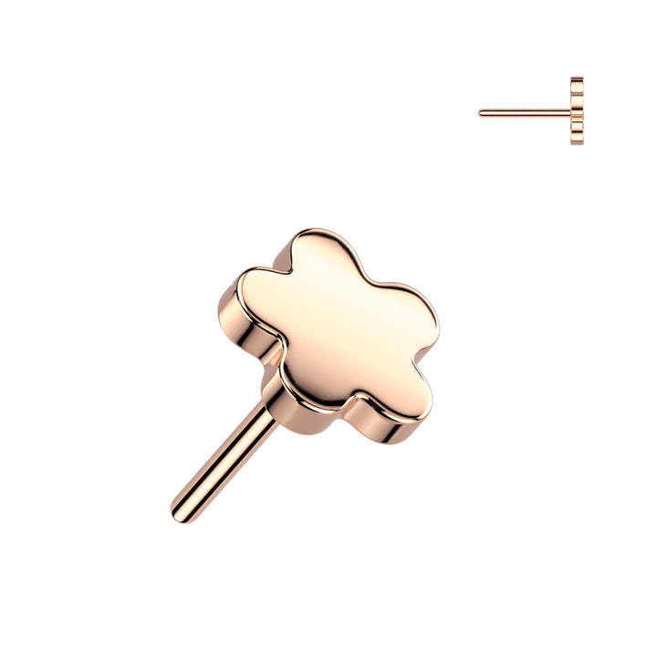 Implant Grade Titanium Rose Gold PVD Flower Push In Threadless Labret With Flat Back - Pierced Universe