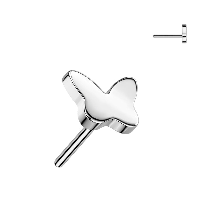 Implant Grade Titanium Butterfly Push In Threadless Labret With Flat Back - Pierced Universe