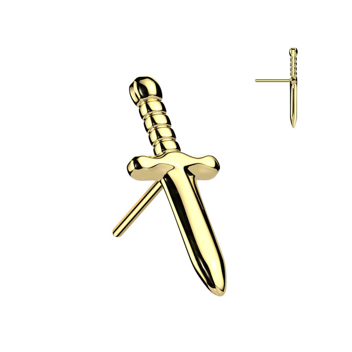 Implant Grade Titanium Gold PVD Dagger Threadless Push In Labret - Pierced Universe