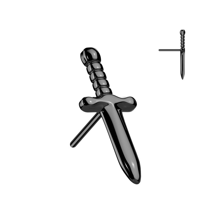 Implant Grade Titanium Black PVD Dagger Threadless Push In Labret - Pierced Universe