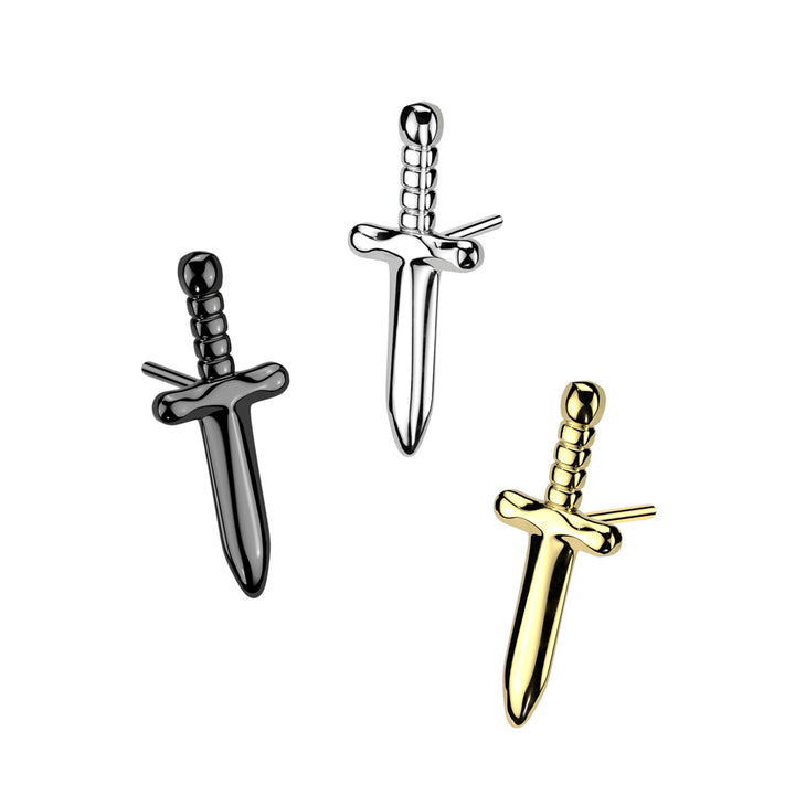 Implant Grade Titanium Black PVD Dagger Threadless Push In Labret - Pierced Universe