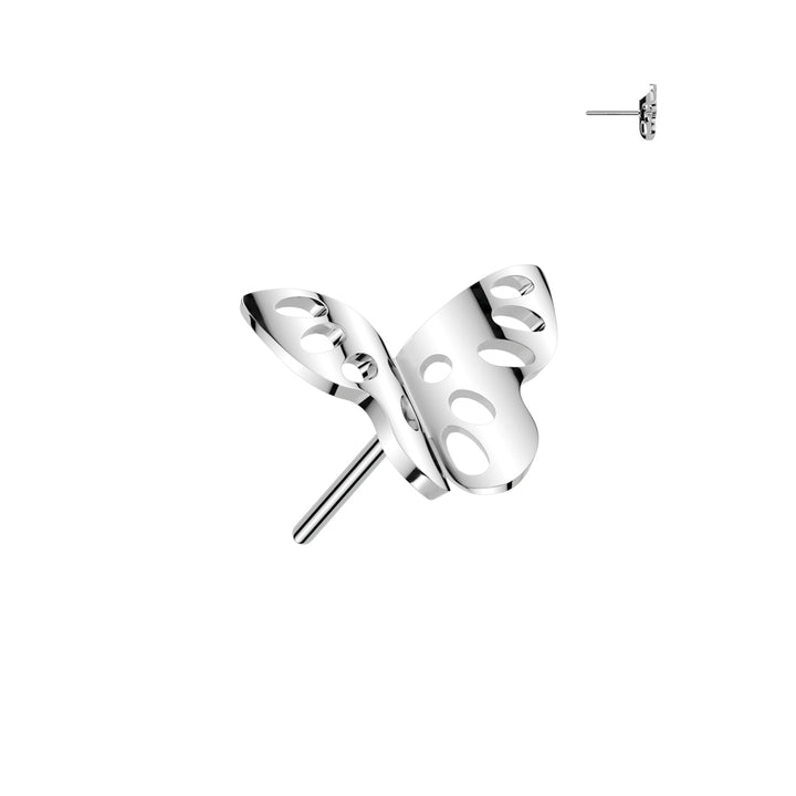 Pair of Implant Grade Titanium Threadless Butterfly Push In Earrings With Flat Back - Pierced Universe