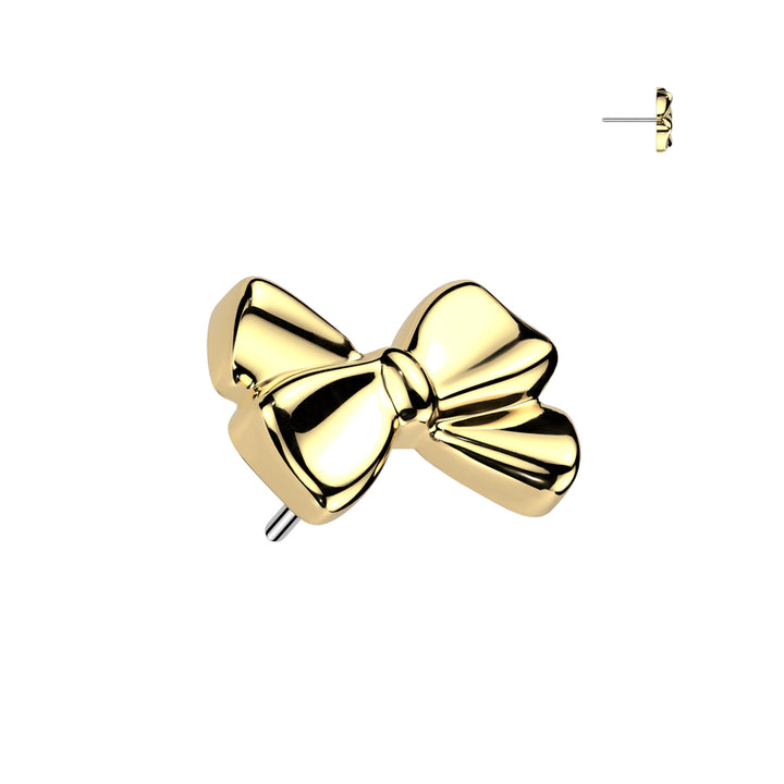 Implant Grade Titanium Threadless Gold PVD Bow Push In Labret With Flat Back - Pierced Universe
