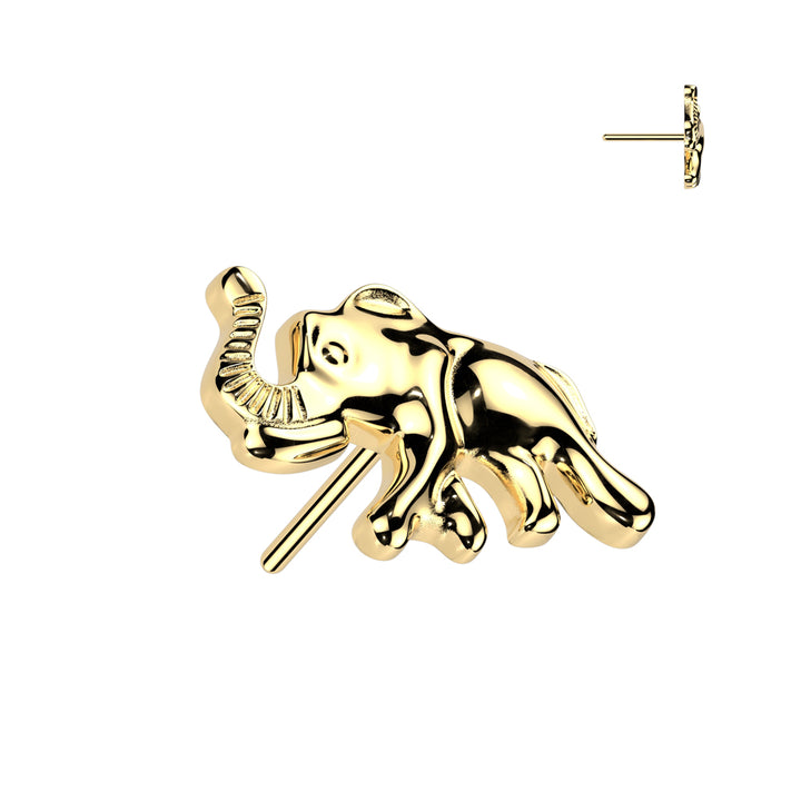Implant Grade Titanium Gold PVD Elephant Push In Threadless Labret With Flat Back - Pierced Universe