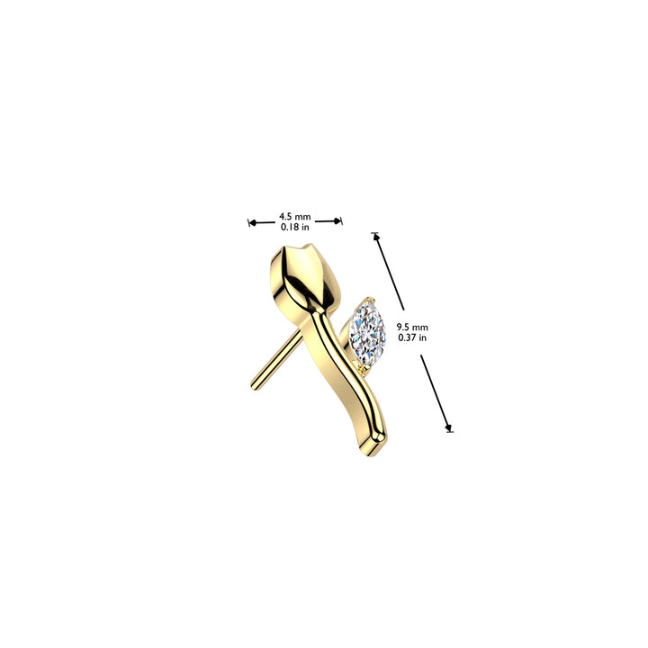 Pair of Implant Grade Titanium Threadless Gold PVD White CZ Tulip Push In Earrings With Flat Back - Pierced Universe