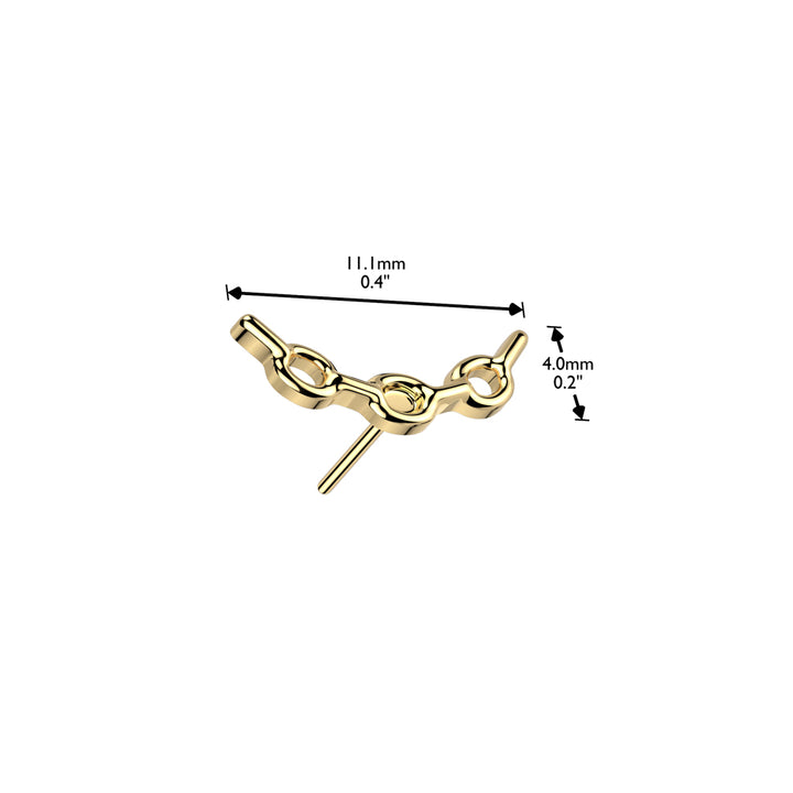 Implant Grade Titanium Gold PVD Curved Chain Link Push In Threadless Labret With Flat Back - Pierced Universe