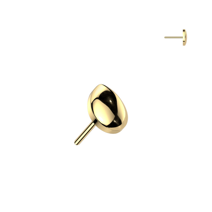 Implant Grade Titanium Gold PVD Minimal Teardrop Push In Threadless Labret With Flat Back - Pierced Universe
