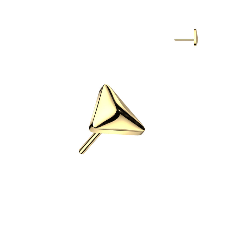 Implant Grade Titanium Gold PVD Minimal Triangle Push In Threadless Labret With Flat Back - Pierced Universe