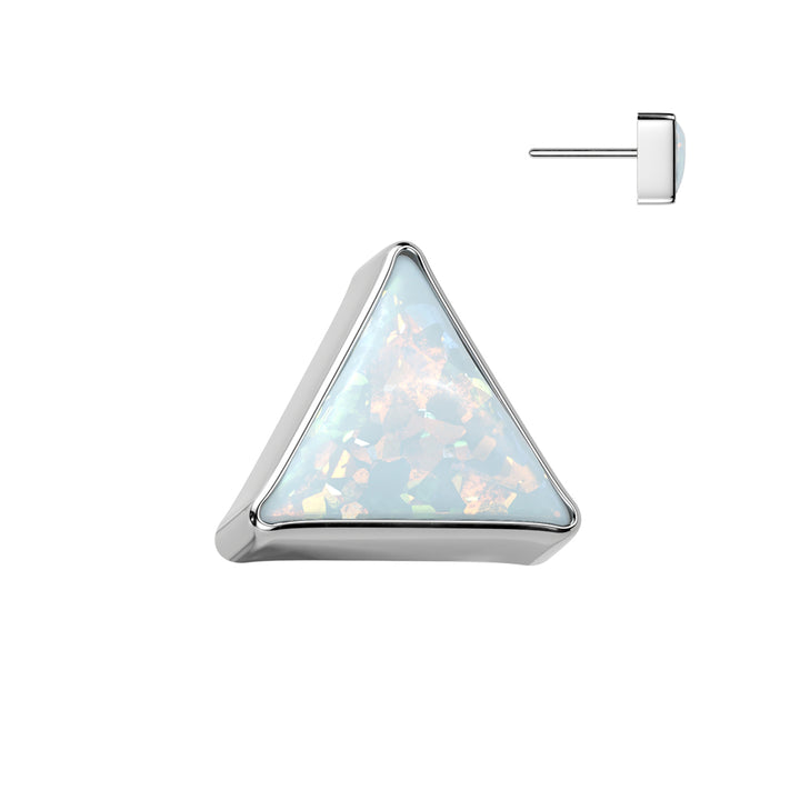 Implant Grade Titanium White Opal Triangle Threadless Push In Labret - Pierced Universe