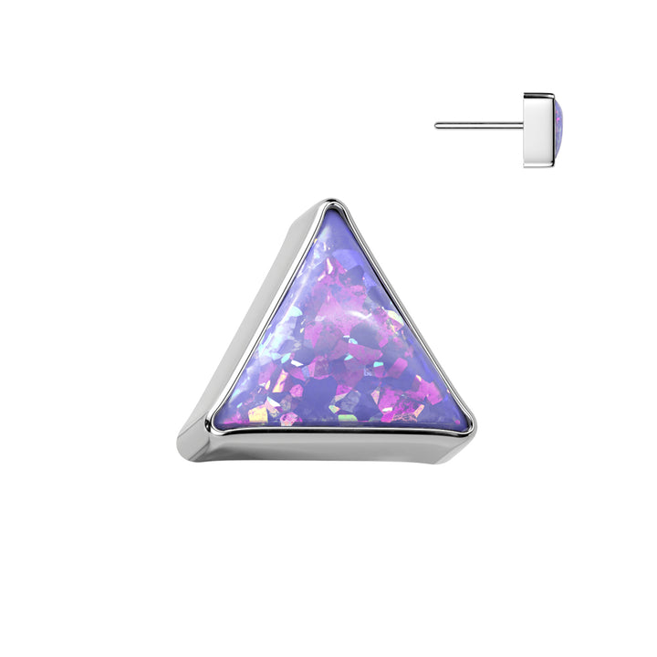 Implant Grade Titanium Purple Opal Triangle Threadless Push In Labret - Pierced Universe