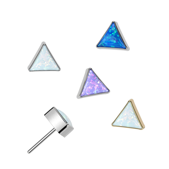 Implant Grade Titanium Blue Opal Triangle Threadless Push In Labret - Pierced Universe