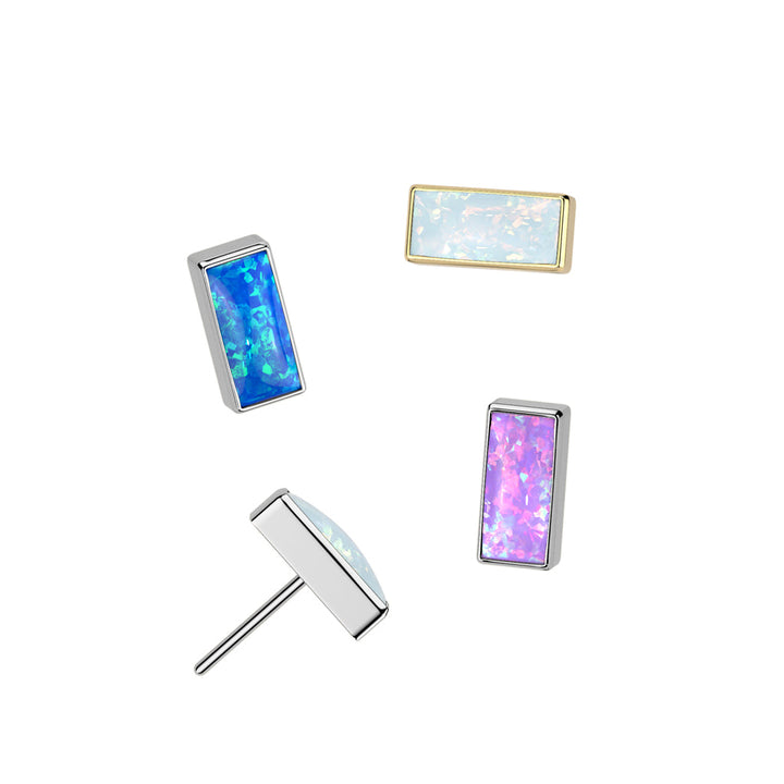 Implant Grade Titanium Blue Opal Rectangle Threadless Push In Labret - Pierced Universe