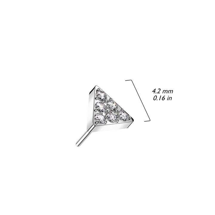 Implant Grade Titanium Gold PVD White CZ Pave Triangle Threadless Push In Labret - Pierced Universe