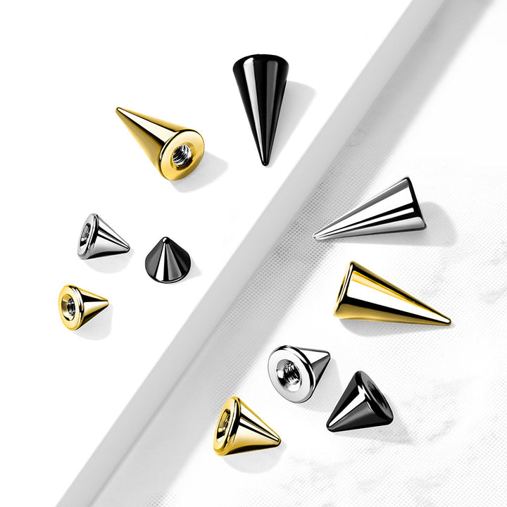 316L Surgical Steel 16ga Gold & Black PVD Externally Threaded Replacement Spikes - Pierced Universe