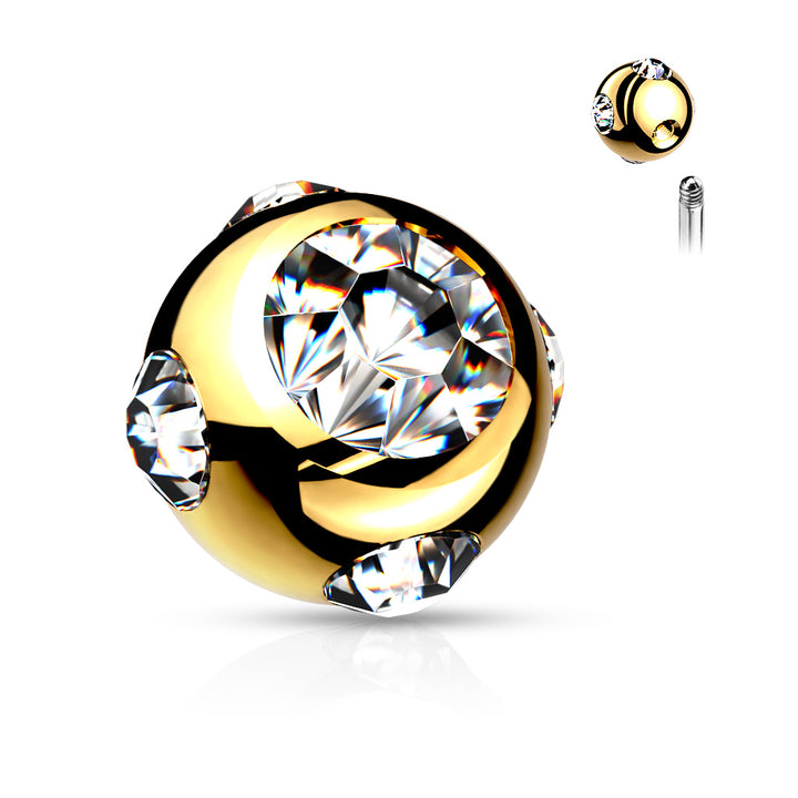 316L Surgical Steel White CZ Studded 16ga Externally Threaded Replacement Balls - Pierced Universe