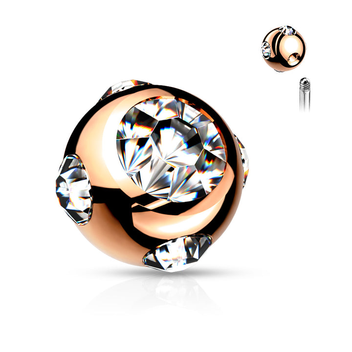 316L Surgical Steel White CZ Studded 16ga Externally Threaded Replacement Balls - Pierced Universe