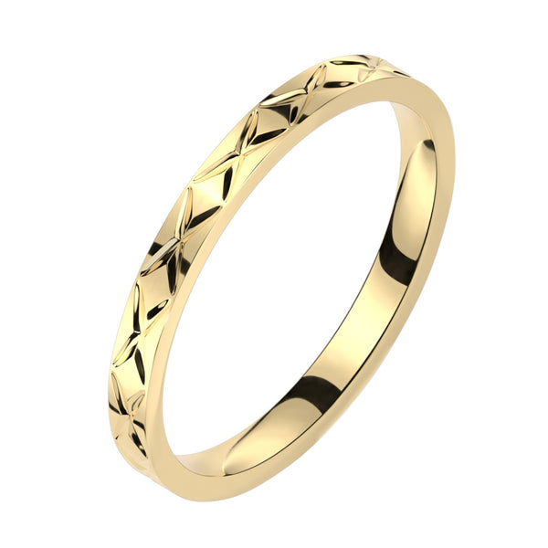 Criss Cross Cut Stackable Gold PVD Stainless Steel Ring - Pierced Universe