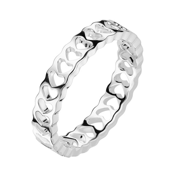 Dainty Heart Cut Out Stackable Stainless Steel Ring - Pierced Universe