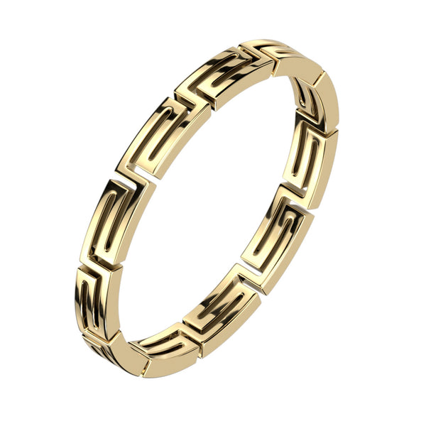Maze Cut Out Stackable Gold PVD Stainless Steel Ring - Pierced Universe