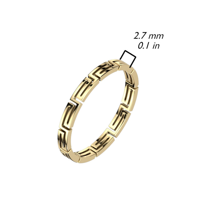 Maze Cut Out Stackable Gold PVD Stainless Steel Ring - Pierced Universe