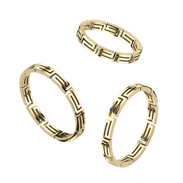 Maze Cut Out Stackable Gold PVD Stainless Steel Ring - Pierced Universe