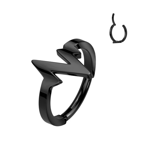 316L Surgical Steel Black PVD Heartbeat Hinged Helix Cartilage Clicker Hoop - Pierced Universe