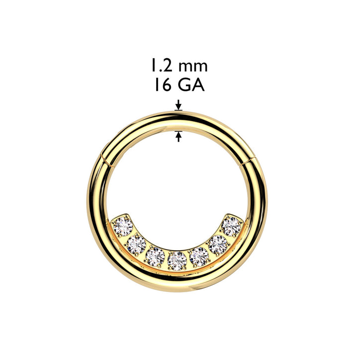 316L Surgical Steel White CZ Pave Line Hinged Clicker Hoop - Pierced Universe
