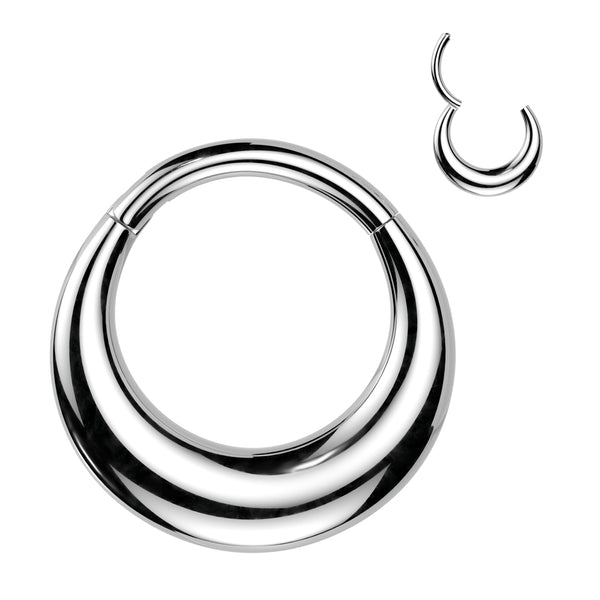 316L Surgical Steel Thick Moon Hinged Clicker Hoop - Pierced Universe