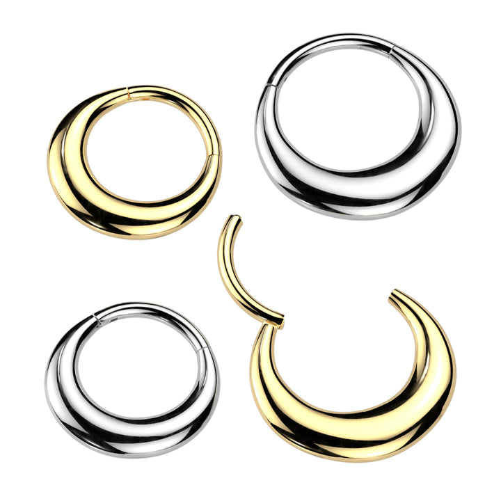 316L Surgical Steel Gold PVD  Thick Moon Hinged Clicker Hoop - Pierced Universe