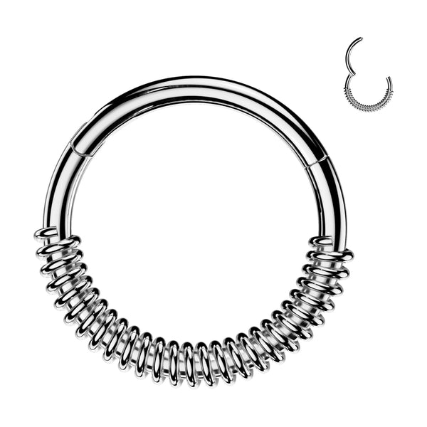 316L Surgical Steel Wire Wrapped Hinged Clicker Hoop - Pierced Universe