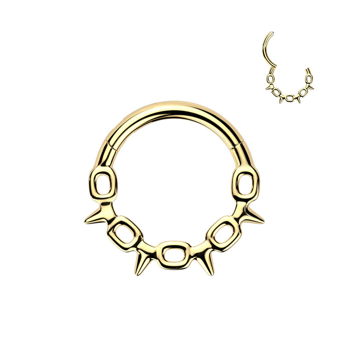 316L Surgical Steel Gold PVD Chain Link Spike Hinged Clicker Hoop - Pierced Universe