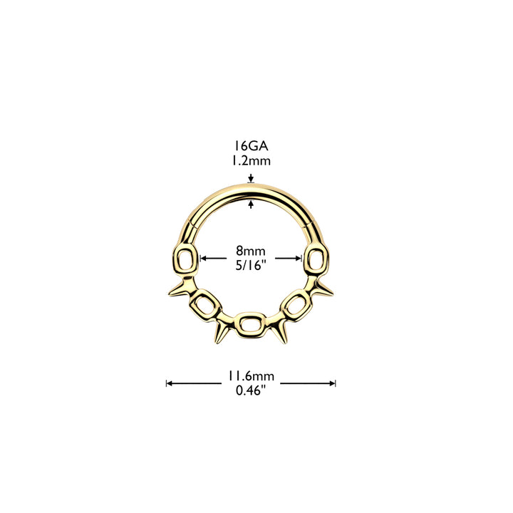 316L Surgical Steel Black PVD Chain Link Spike Hinged Clicker Hoop - Pierced Universe