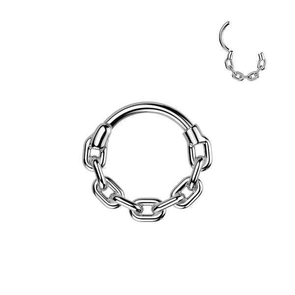 316L Surgical Steel Thick Chain Link Hinged Clicker Hoop