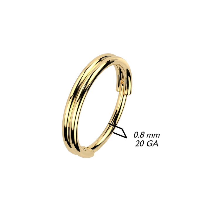 316L Surgical Steel Gold PVD Double Hoop Hinged Clicker Nose Ring - Pierced Universe