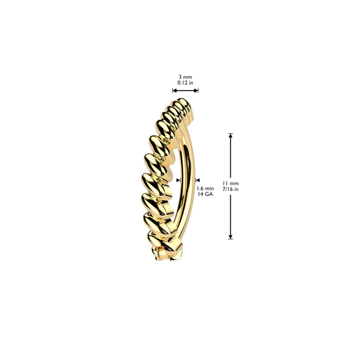316L Surgical Steel Gold PVD Twisted Hinged Clicker Belly Ring - Pierced Universe