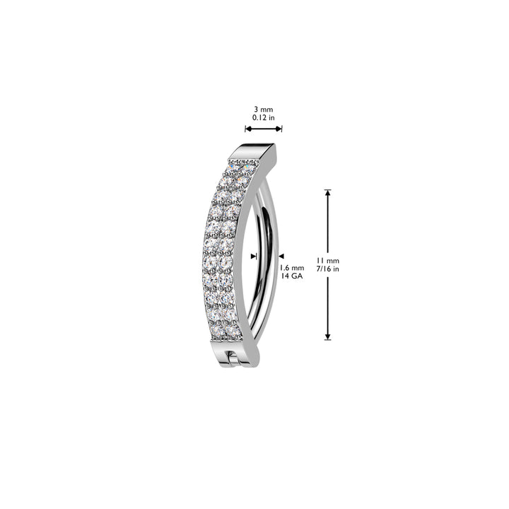316L Surgical Steel Gold PVD White CZ Double Line Hinged Clicker Belly Ring - Pierced Universe
