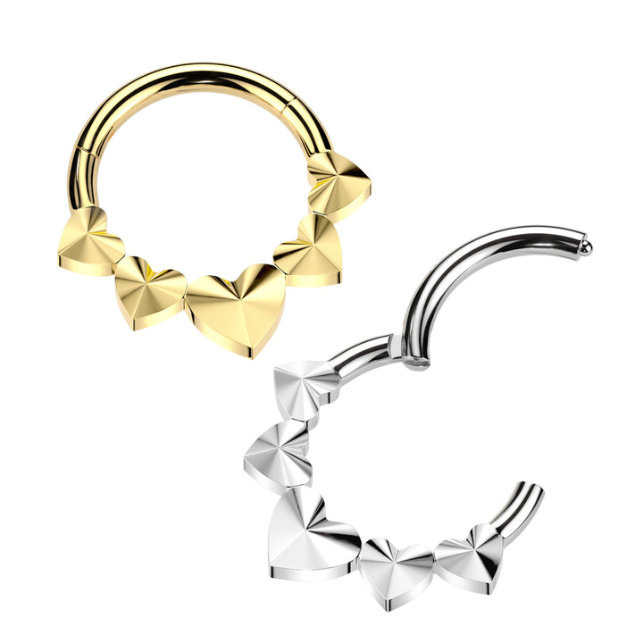 Implant Grade Titanium Heart Shaped Pointed Hinged Hoop Clicker - Pierced Universe