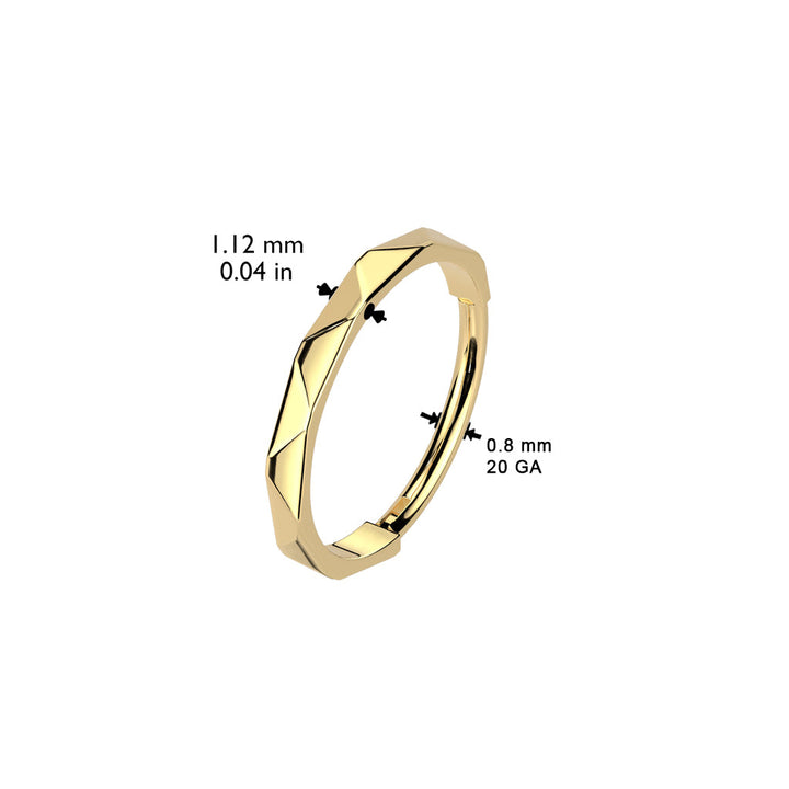 Implant Grade Titanium Gold PVD Ridged Design Nose Hoop Hinged Clicker Ring - Pierced Universe