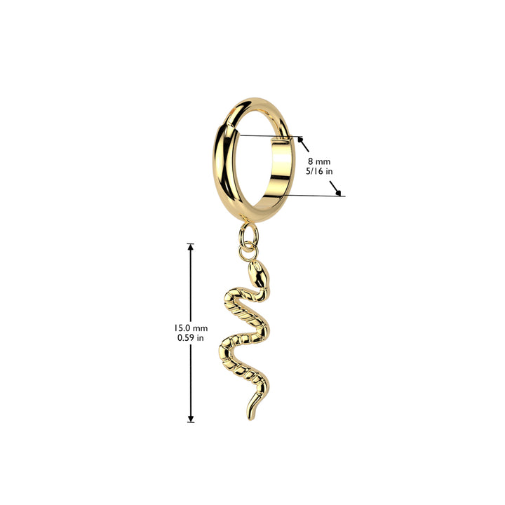 Implant Grade Titanium Black PVD Snake Dangle Hinged Clicker Hoop - Pierced Universe