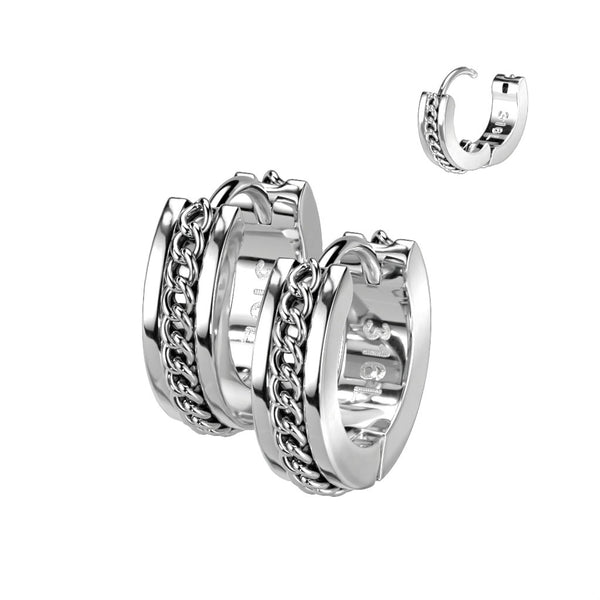 Pair of 316L Surgical Steel Cut Out Criss Cross Patterned Hinged Hoop Earrings Pair of 316L Surgical Steel Cut Out Criss Cross Patterned Hinged Hoop Earrings