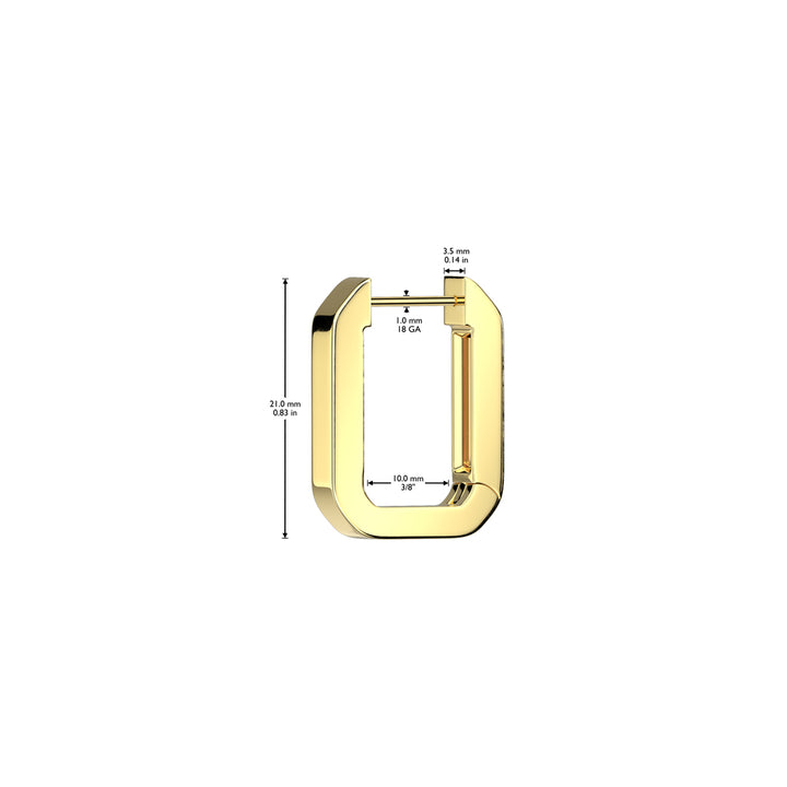Pair of 316L Surgical Steel Gold PVD Rectangle Squared Hoop Earrings - Pierced Universe