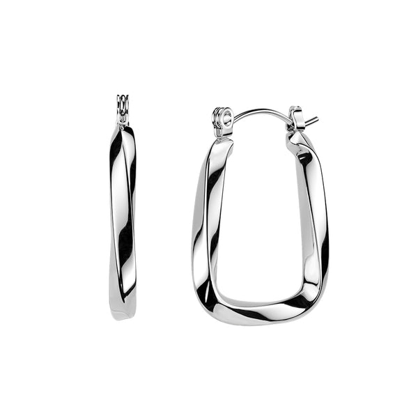 Pair of 316L Surgical Steel Twisted Large Hinged Hoop Earrings