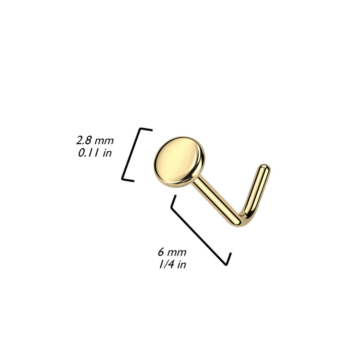 Implant Grade Titanium Small Flat Circle Disc L-Shaped Nose Ring Stud - Pierced Universe