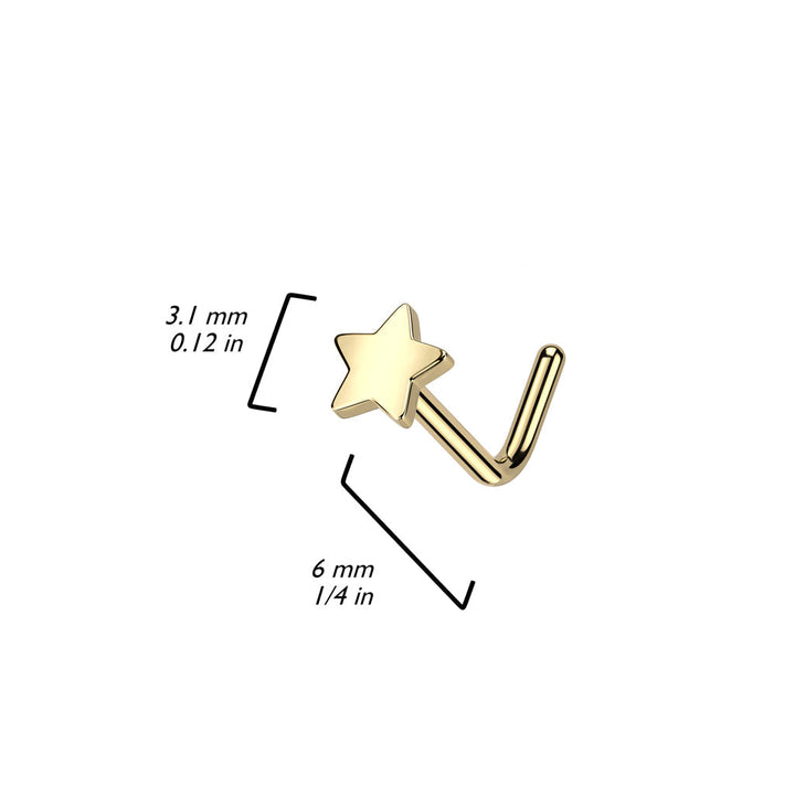 Implant Grade Titanium Black PVD Star L-Shaped Nose Ring Stud - Pierced Universe