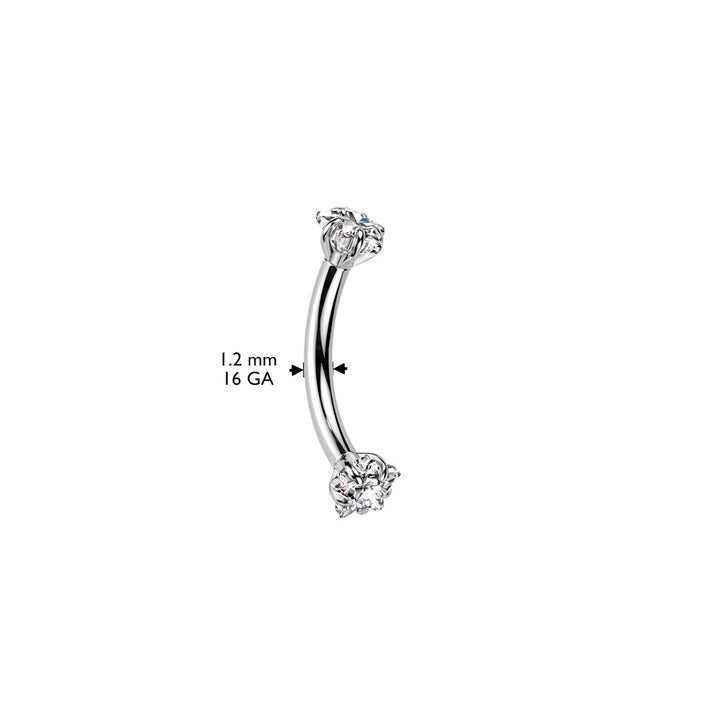 Implant Grade Titanium Gold PVD White CZ Star Shaped Internally Threaded Curved Barbell - Pierced Universe