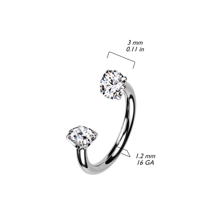 Implant Grade Titanium Gold PVD White CZ Internally Threaded Horseshoe Barbell - Pierced Universe