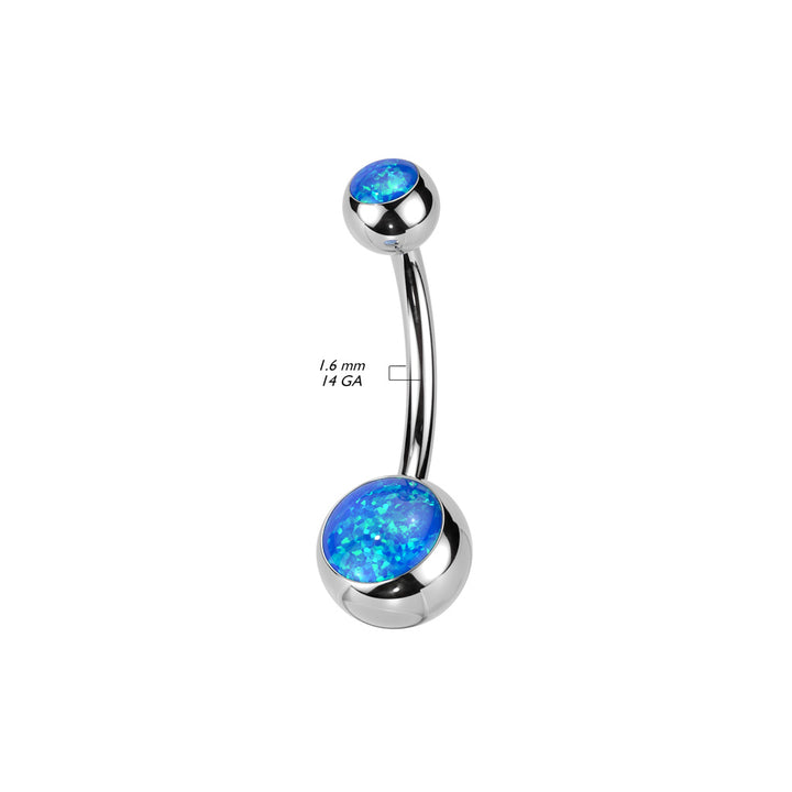 Implant Grade Titanium Black PVD White Opal Internally Threaded Belly Ring - Pierced Universe