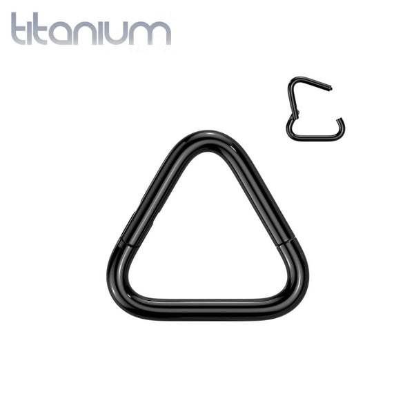 Implant Grade Titanium Black PVD Triangle Hinged Clicker Hoop - Pierced Universe